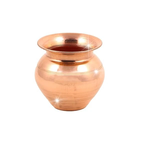Copper Kalash Size 2 | Large Size Copper Kalash for Pooja & Worship | Pure Copper Lota (4.1 Inch Height, 3.5 Inch Length) – 140 GMS