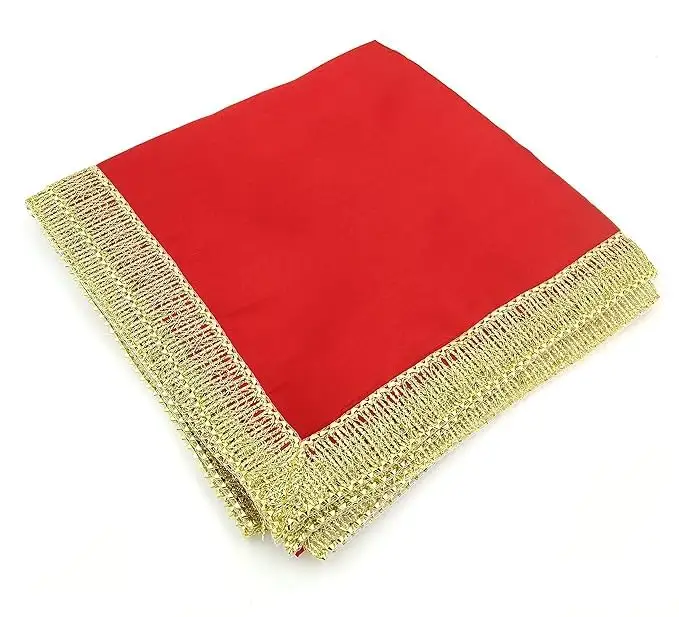 1 Meter Silk Satin Altar Cloth for God Pooja Table, Goddess Chowki Aasan, Temple, Mandir and Puja Ghar – Solid Red (Square)