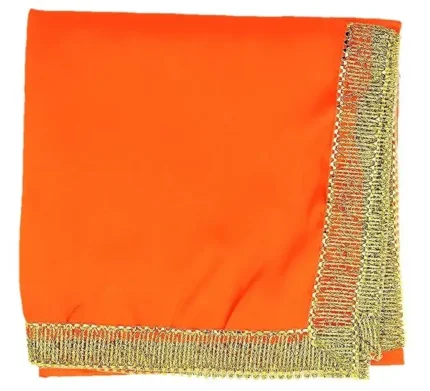 1 Meter Silk Satin Altar Cloth for God Pooja Table, Goddess Chowki Aasan, Temple, Mandir and Puja Ghar – Solid Orange (Square)
