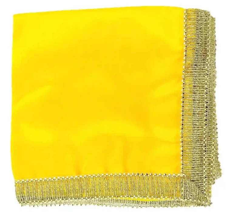 1 Meter Silk Satin Altar Cloth for God Pooja Table, Goddess Chowki Aasan, Temple, Mandir and Puja Ghar – Solid Yellow (Square)