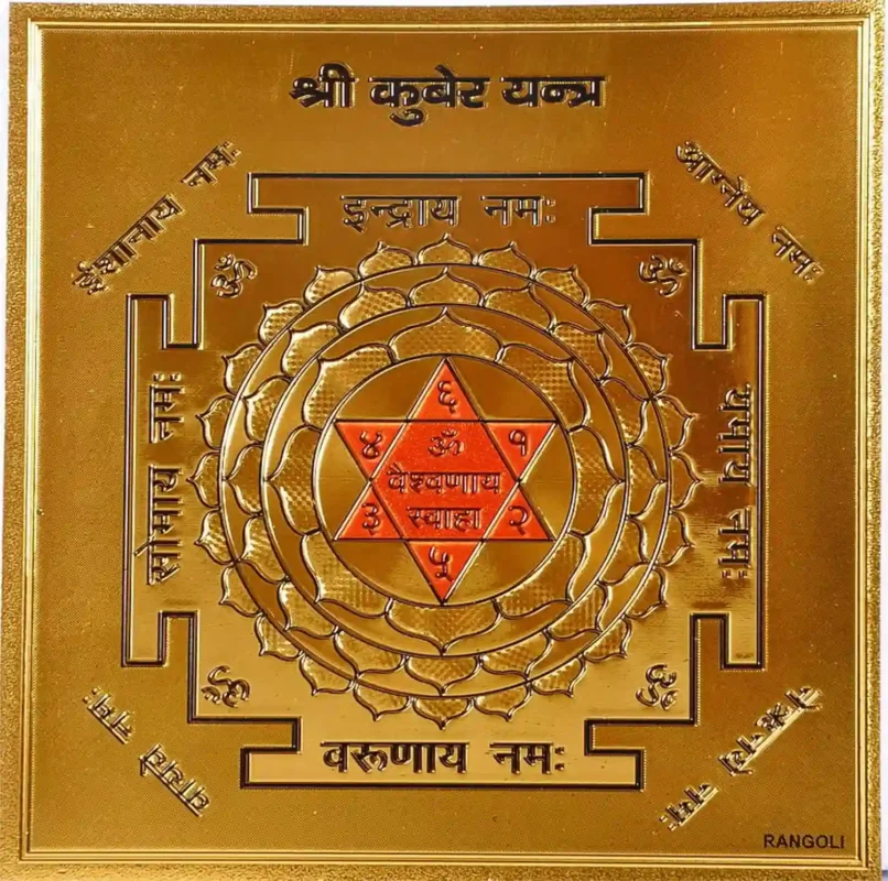 Copper Shree Kuber Yantra | Sampoorna Dhanlaxmi Kuber Yantra Original Kuber Swiss – Shri Kuber for Wealth & Prosperity | Home Money Frame Decoration (24 x 0.8 cm)